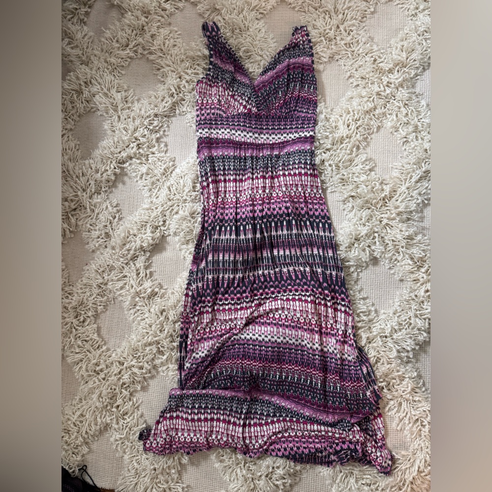 3/$30 FLASH SALE - Loveappella Pink and Purple Printed Maxi Dress